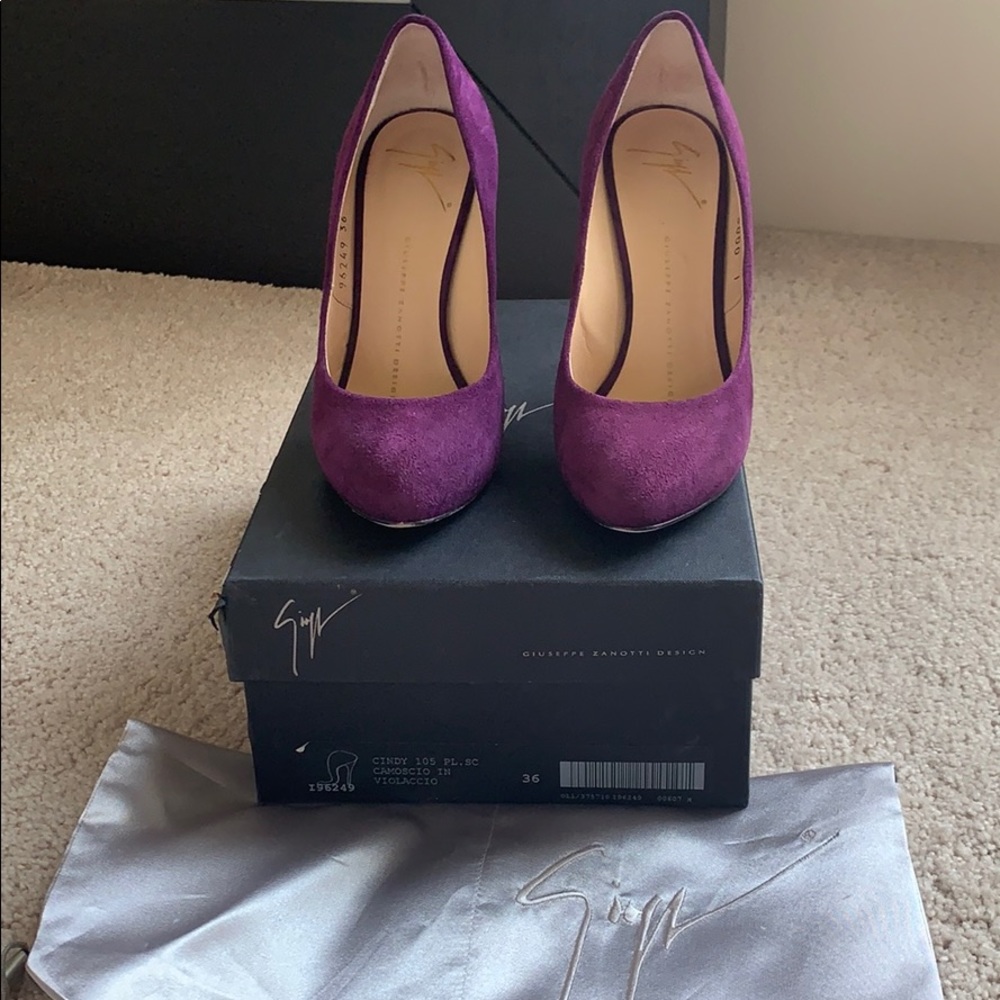 GIUSEPPE ZANOTTI purple suede high heels sz 36 - Picture 3 of 3